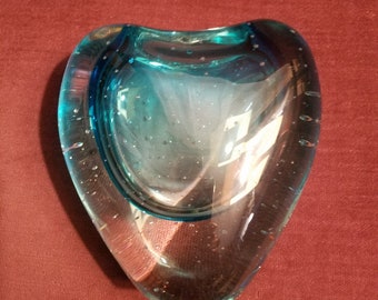 Turquoise MURANO Heart-Shaped Vase