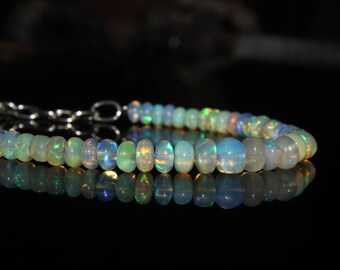 Natural Opal Bracelet - Ethiopian Opal Beads - Fire Opal Bracelet - Opal Jewelry - Genuine Opal - AAA Quality Opal