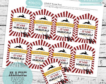 Vintage Magic Birthday Favor Tags - INSTANT DOWNLOAD