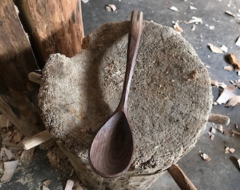 11" cooking spoon, wooden spoon, serving spoon, hand carved wooden spoon