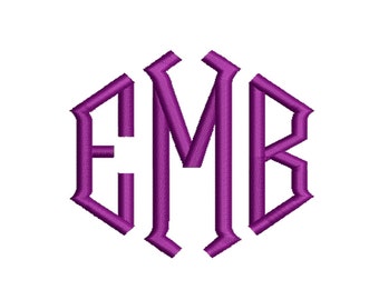 SALE 50% 3 Size Point Diamond Monogram 3 letters Font BX fonts Embroidery Designs, Machine Embroidery Fonts - 9 File Fomats