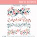 Digital Floral Borders, Flowers Clip Art, Digital Borders, Digital Scrapbooking Borders, Floral Borders, Botanical Borders, PNG Graphic Art