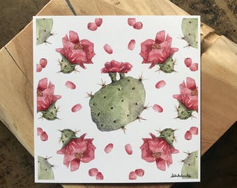 Prickly Pear Cactus Pattern 1 Print