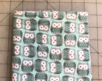 Fat Quarter - Flannel - Z The Land of Whimzie Minty Mint Blue Nursery Owls