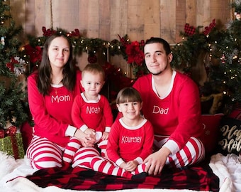 SALE!!! Christmas Pajamas - Personalized Christmas Pajamas with Name- Embroidered Monogram Christmas Pj's - Christmas Pajamas for the family