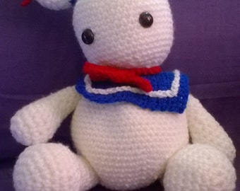 stay puft marshmallow man ghostbusters fans crochet handmade amigurumi gift idea