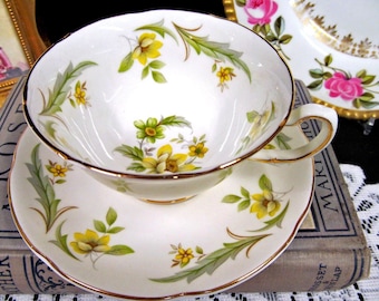 Royal Grafton Tea Cup and Saucer Yellow Flower Teacup Set Cup & Saucer