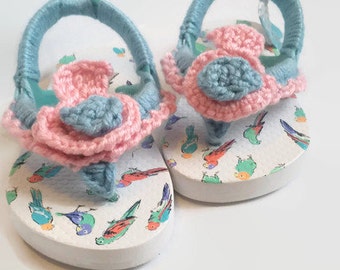 Crochet Sandal, Girl Sandal, Toddler Sandal, Thong Sandal, Flowergirl Sandal, Bird Sandal, Sandal with Heel Strap, Beach Shoe, Summer Shoe