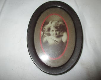 Origina PAIR 1897 CUPID Awake and Asleep TIN Frame Photos By M.B. Parkinson 4.50 inches Rose Matte