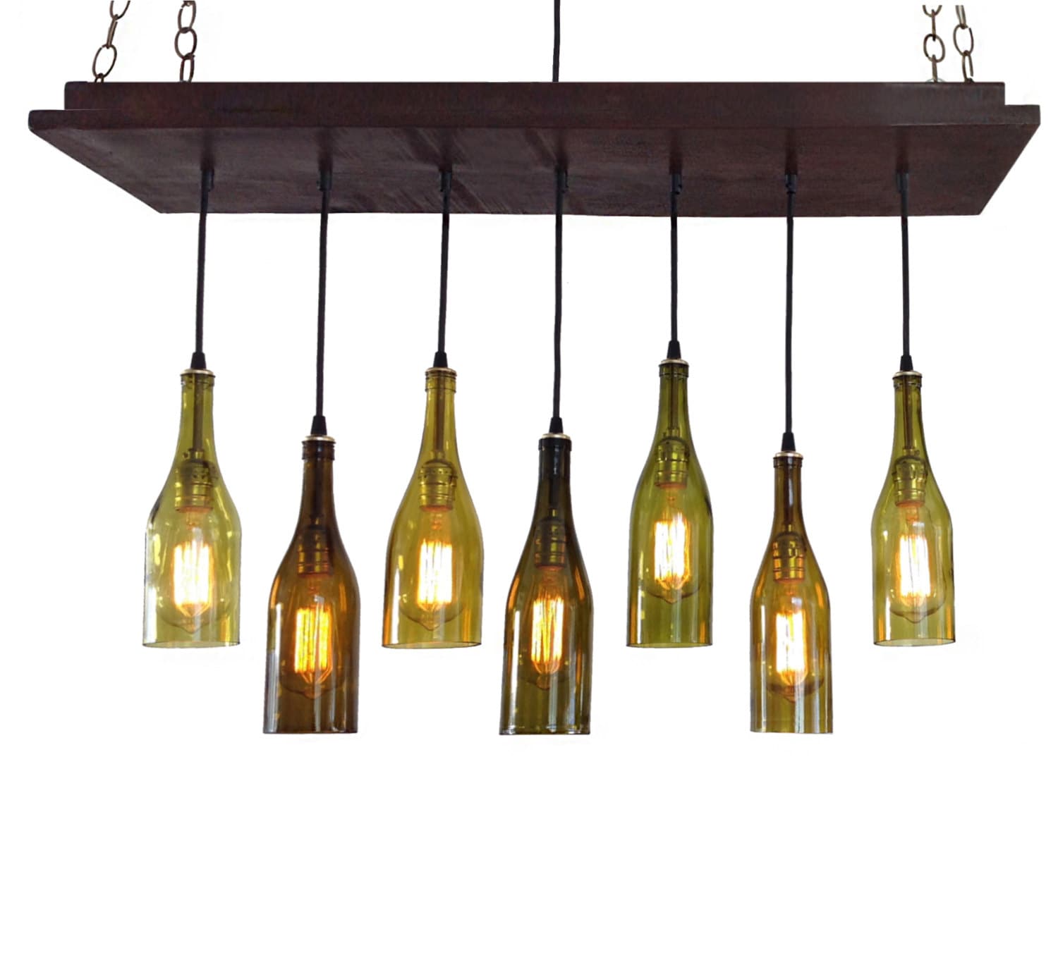 Wine Bottle Light 7 Recycled Wine Bottles Rustic