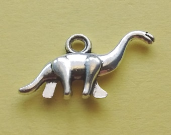 10 Dinosaur Charms Silver Brontosaurus Dinosaur Charm - CS3103