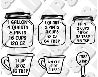 Measurements SVG Kitchen Conversion SVG Measuring Cups