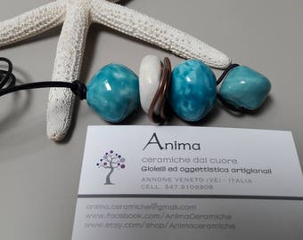 Pendant necklace with ceramic beads