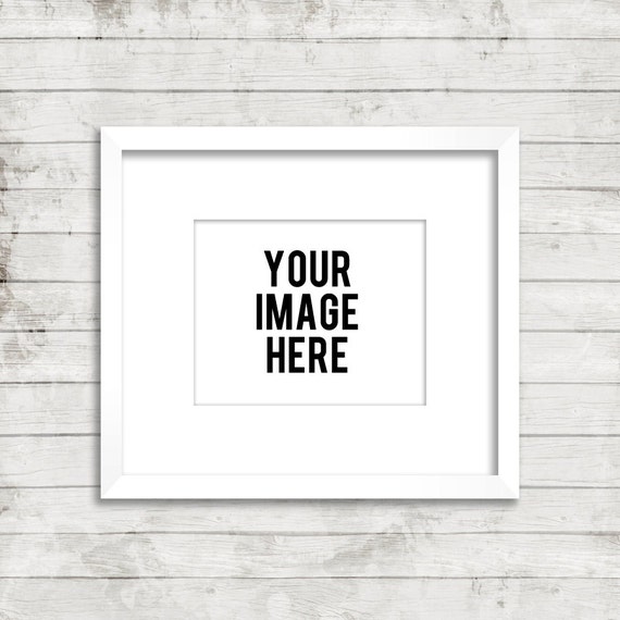 Download Frame Mockup Digital Empty white Frame with Wood Background to