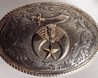 For Him, Belt Buckle, Shriner's Belt Buckle, Vintage Belt Buckle, Large Belt Buckle, Club Belt Buckle For Him , Oval Metal Belt Buckle,