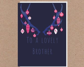 Christmas Greeting Card - Lovely Brother-Handmade Christmas Cards,Traditional Christmas,Watercolour,Christmas Animals,Christmas Family,