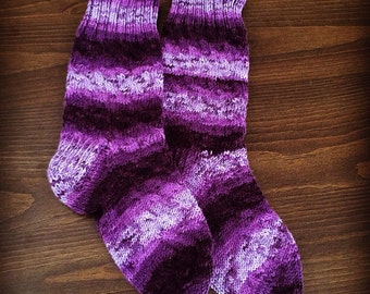 Cable Knit Purple Boot Socks
