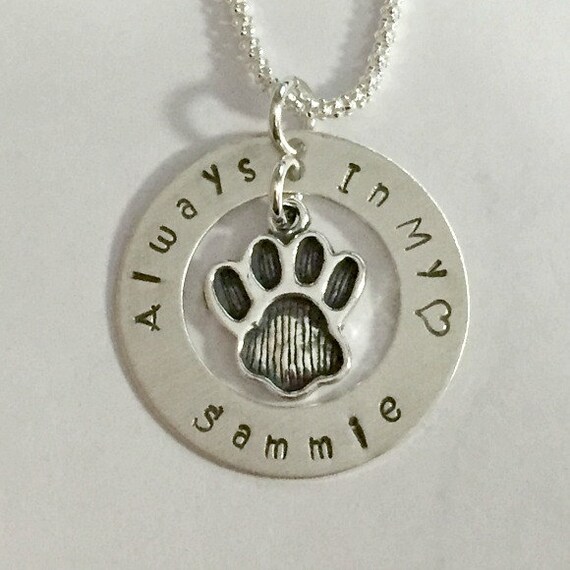 Dog Memorial Jewelry Hand Stamped Sterling Silver Always in