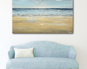 GICLEE PRINT Art Blue Abstract Painting Seascape Oil Painting Large Wall Art Home Decor Landscape Coastal Beach Decor Canvas Print Christine