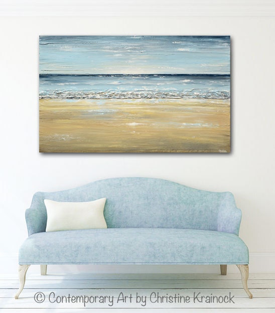 GICLEE PRINT Art Blue Abstract Painting Seascape Oil Painting