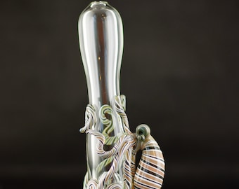 Octopus Chillum / Bat Pipe / Pyrex Pipe / Heady Glass / High Quality / Thick Wall Glass / Clear & Artist Swirl / Ready to Ship #672