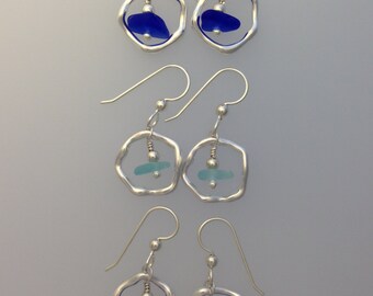 Sea Glass Earrings the Whimsy Rings