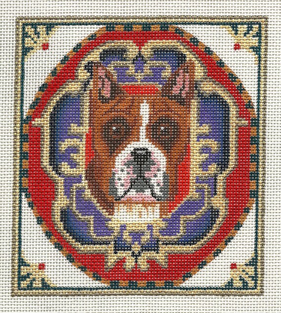 Needlepoint Dog Portrait Boxer