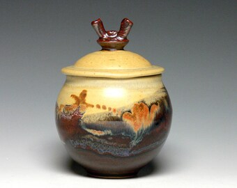 Memorial Urn, Pet Urn, Small Lidded Jar, Pottery Sugar Bowl, Stoneware Storage Jar, Ceramic Canister Cremation Urn