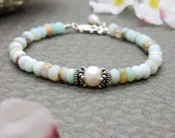 Peruvian opal pearl bracelet