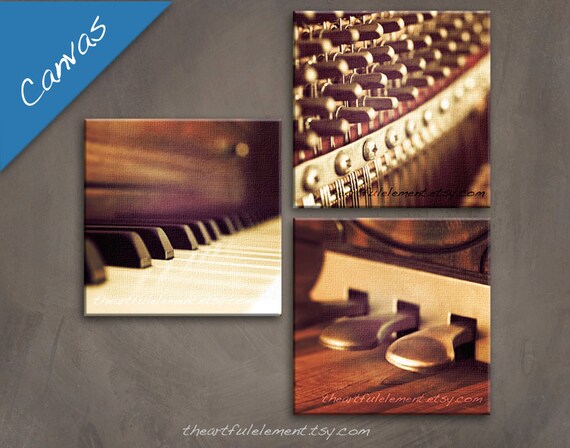 Music room décor, Piano art, Canvas Wall art set, Musician gifts, Piano gifts, Music photography, Set of 3 wall art // Piano canvas set