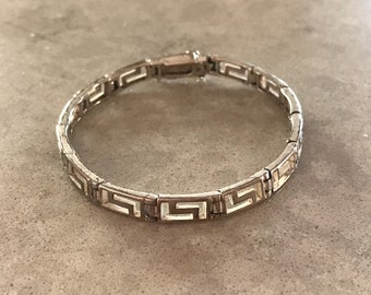 Greek Key Sterling Silver Bracelet Vintage