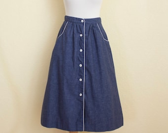 70's blue chambray skirt