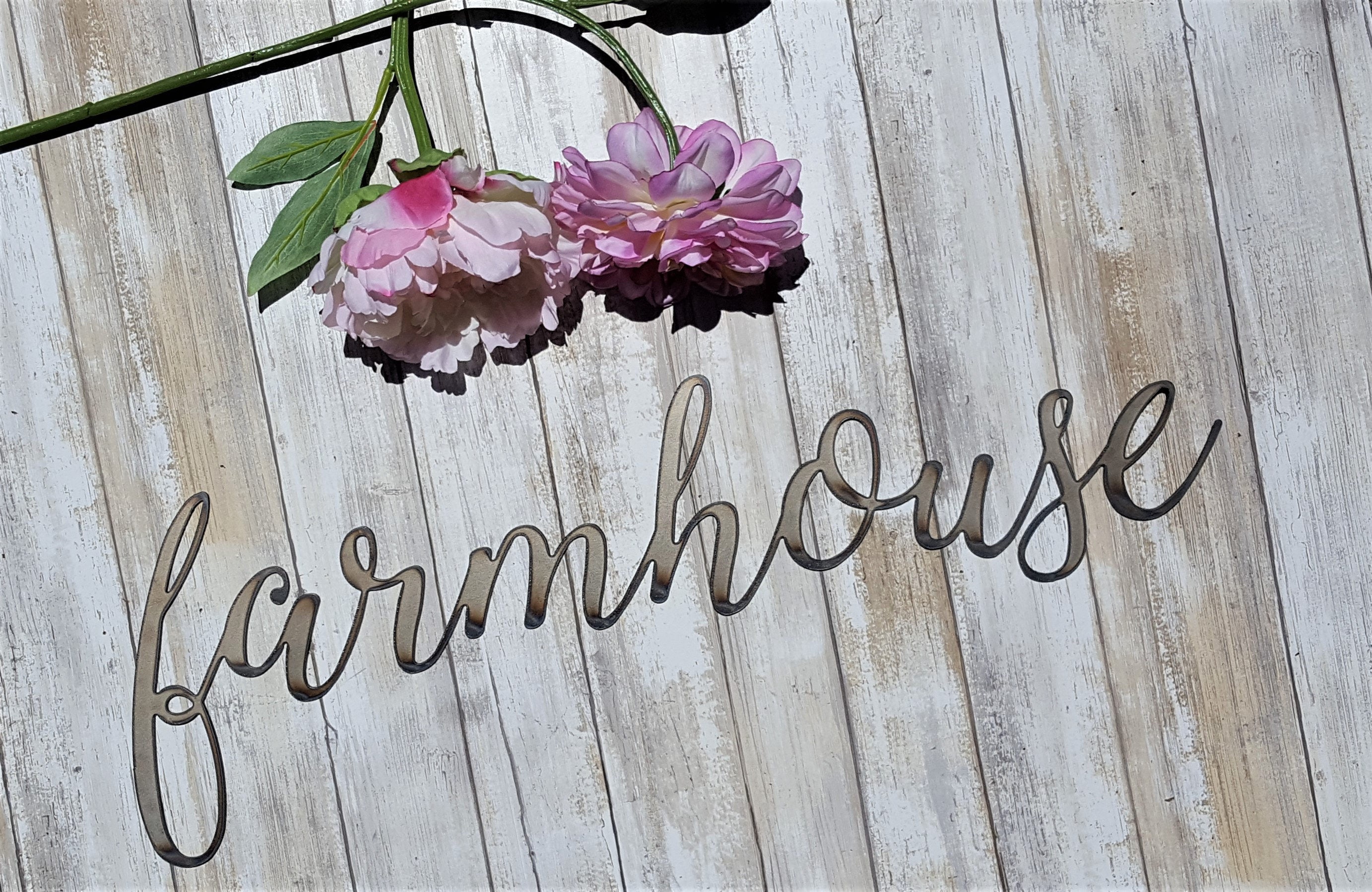 Farmhouse Word Sign Cursive Words Rustic Metal Letters Farmhouse Word Sign Cursive Words Rustic Metal Letters