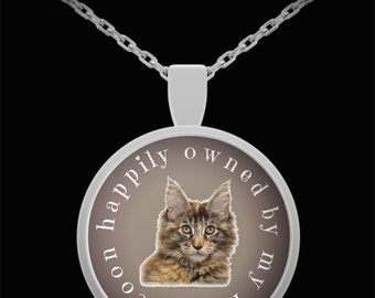 Earth-Edge Maine Coon Cat Necklace in Color - Gift for Maine Coons Owners and Lovers