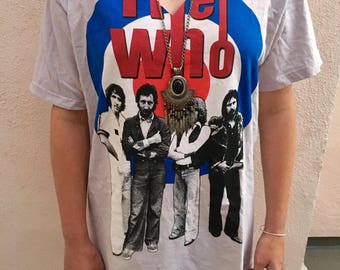 Vintage 'THE WHO' Choker Neck V Neck Dress - Soft - Fast Shipping!!!!