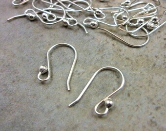 Sterling Silver Ear Wires- Solid Sterling Findings- Shepard Hook Earwires- French Earring Hook- Earring Component- Set of 10 piece- 5 Pair
