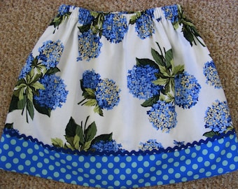 Blue Hydrangeas Skirt (2T, 3T, 4T, 5, 6, 7, 8, 10)