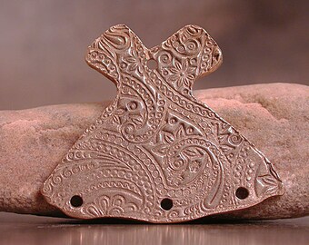 Bronze Metal Clay Pendant, Whimsical Dress Charm, Goldie Bronze Charm, Unique Bronze, Bronze Findings, Divine Spark Designs, SRA