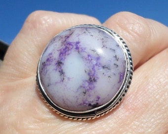 RING 925 sterling silver and dendritic Opal (BA39)