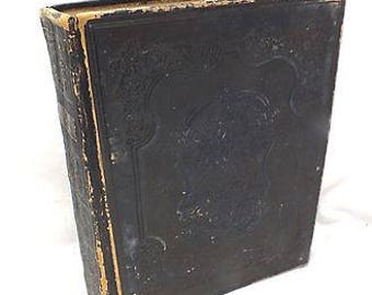 Antique 1860 LEATHER HOLY BIBLE Old/New Testaments - Eyre & Spottiswoode