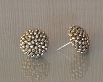 SILVER color studs earrings -15 mm/charming earring with CLIP on or SILVER post -for pierced or non piercer earlobe