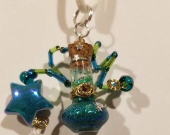 Celestial Green Teal Potion Bottle Necklace