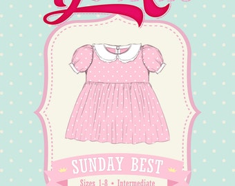 Girls Toddlers Dress pdf sewing pattern, Peter Pan Collar, Retro, Vintage - Sizes 1-8