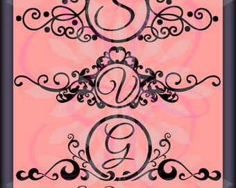 Mailbox SVG Monogram Circle Letter Fall 18 Flourish Name Frame Bride Mom Family Life Window Border Sign Door Wedding Box Cricut Vinyl Decal.