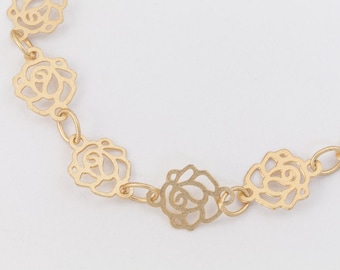 Matte Gold 6.5mm Rose Chain #CC137