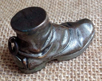 Vintage Vesta Boot, Novelty plated Brass Match case with striker circa 1900s