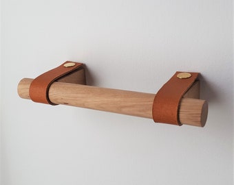 Handmade Oak and Leather Toilet Roll Holder