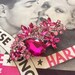 Vintage 1950s 1960s Brooch Pin Large With Pink Stones & Silver Tone Metal