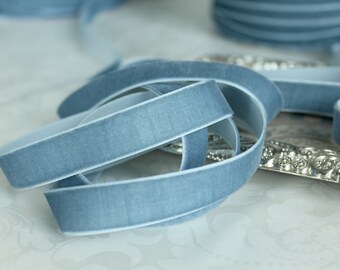 5/8 inch (16 mm ) French Blue Velvet Ribbon / Single-face velvet ribbon / VRXMD58-332