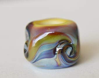 Unique Handmade Lampwork Glass European Charm Bead with Silver Foil - SRA - Fits all charm bracelets - Silver Core Options